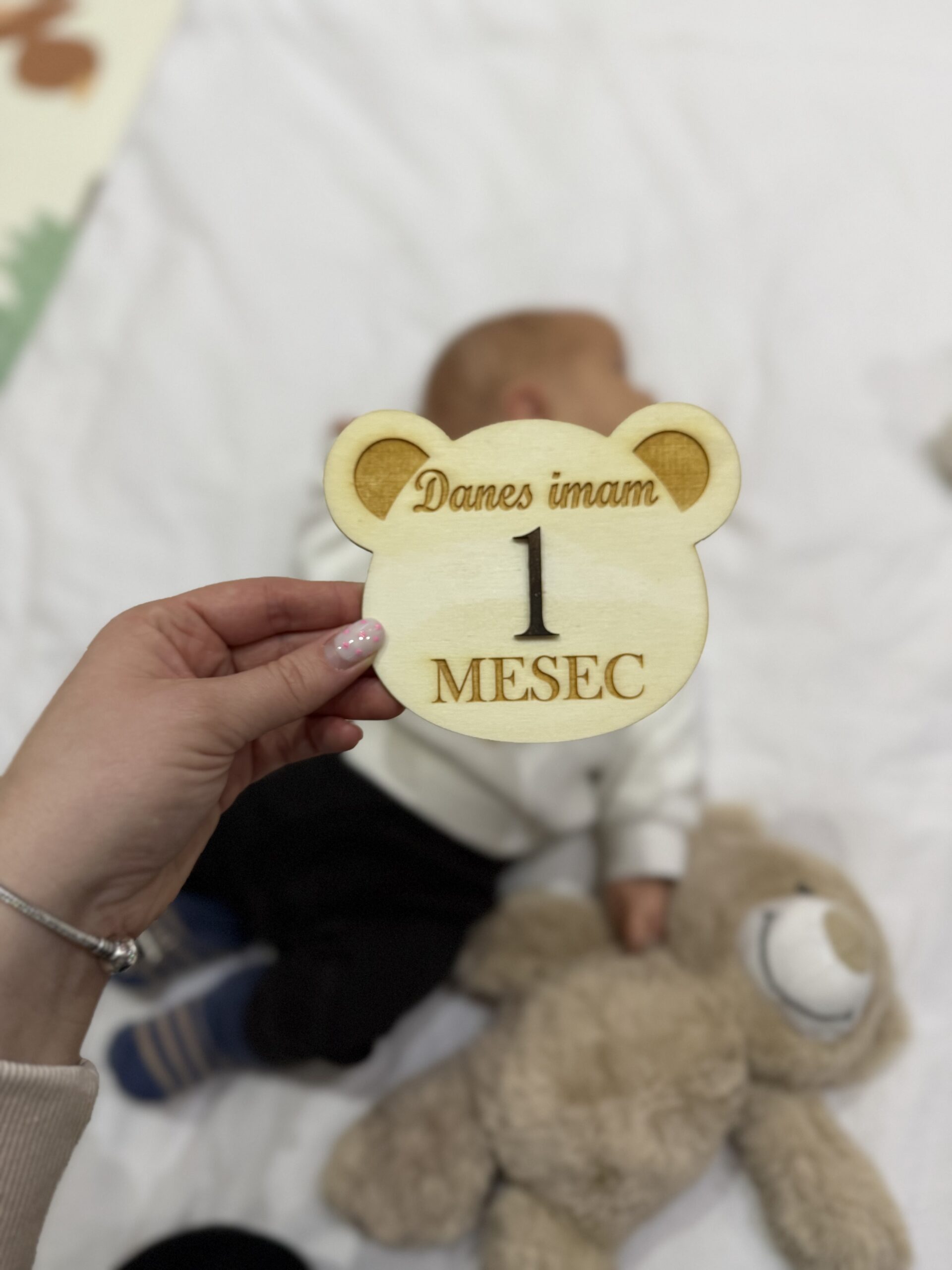 Kartice mejnikov - lesene milestone kartice medvedek - slika 3