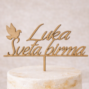 svečan topper za torto les personaliziran krst obhajilo