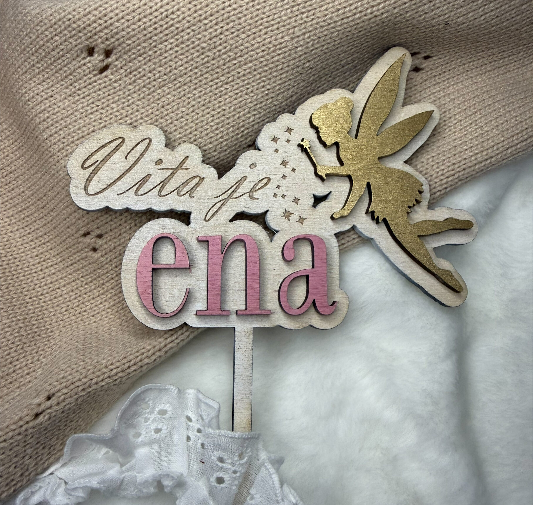 lesen cake topper z motivom vile, personalizirana dekoracija za otroško torto